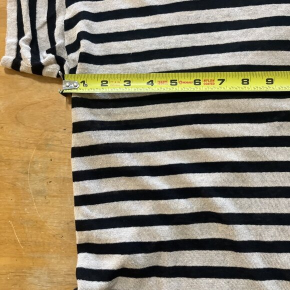 Eileen Fisher Woman Black and Beige Striped Round Neck Sweater Top Sz XL Linen - Picture 5 of 9